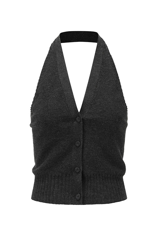 SWAYING 25 Early Autumn Halter Cashmere Vest SW-SW25PF1T16C3-SH Dark Gray